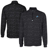 Detroit Lions Cutter & Buck Big & Tall Traverse Eco Camo Tri-Blend DryTec Quarter-Zip Jacket - Black for sale