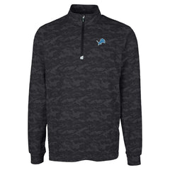 Detroit Lions Cutter & Buck Big & Tall Traverse Eco Camo Tri-Blend DryTec Quarter-Zip Jacket - Black for sale