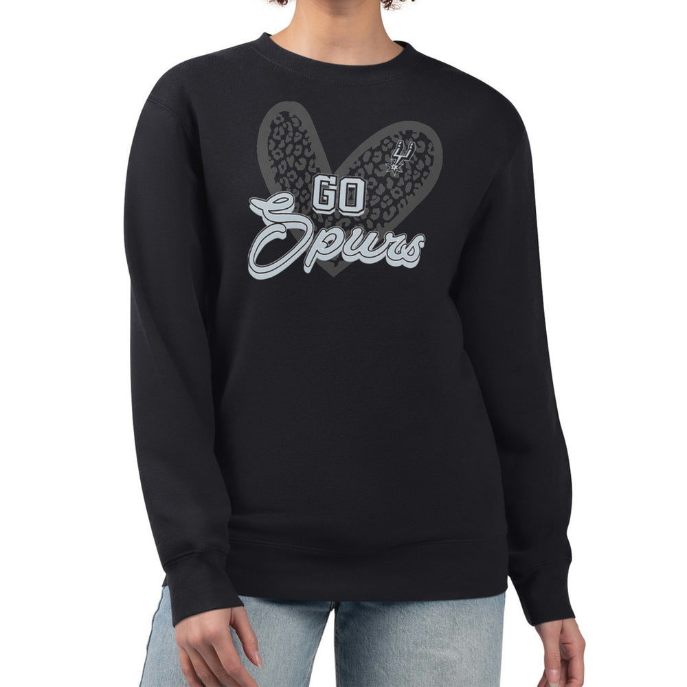 San Antonio Spurs G-III 4Her by Carl Banks Women's Leopard Heart Fleece Pullover Sweatshirt - Black shop