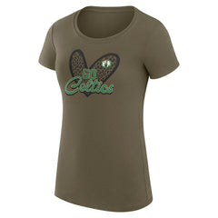 Boston Celtics G-III 4Her by Carl Banks Women's Super-Slim Fit Lightweight Leopard Heart T-Shirt - Hunter Green for sale