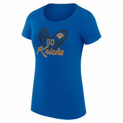 New York Knicks G-III 4Her by Carl Banks Women's Super-Slim Fit Lightweight Leopard Heart T-Shirt - Blue shop