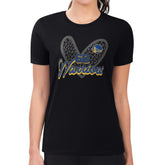 Golden State Warriors G-III 4Her by Carl Banks Women's Super-Slim Fit Lightweight Leopard Heart T-Shirt sale - Black on sale