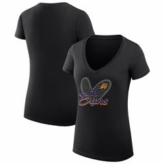 Phoenix Suns G-III 4Her by Carl Banks Women's Super-Slim Fit Lightweight Leopard Heart V-Neck T-Shirt - Black for sale