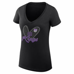 Sacramento Kings G-III 4Her by Carl Banks Women's Super-Slim Fit Lightweight Leopard Heart V-Neck T-Shirt - Black online