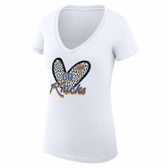 New York Knicks G-III 4Her by Carl Banks Women's Super-Slim Fit Lightweight Leopard Heart V-Neck T-Shirt - White discount