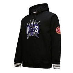 Sacramento Kings Chainstitch Applique Vintage Heavyweight Pullover Hoodie - Black | Mitchell & Ness discount