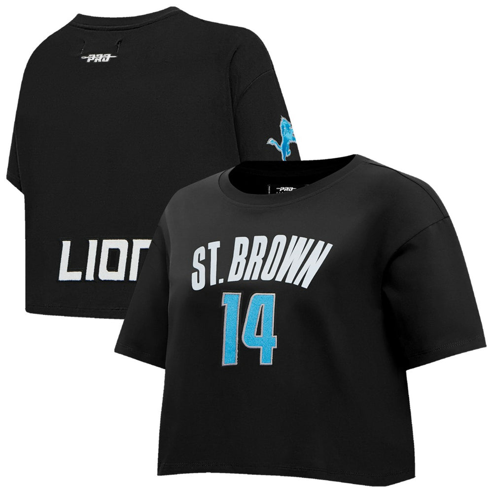 Amon-Ra St. Brown Detroit Lions Pro Standard Women's Player Name & Number Cropped Boxy T-Shirt - Black sale
