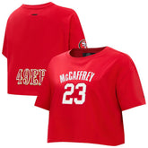 Christian McCaffrey San Francisco 49ers Pro Standard Women's Player Name & Number Cropped Boxy T-Shirt - Scarlet online