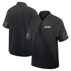 New York Jets Sideline Short Sleeve Quarter-Zip Dri-FIT Coach Jacket - Black | Nike sale