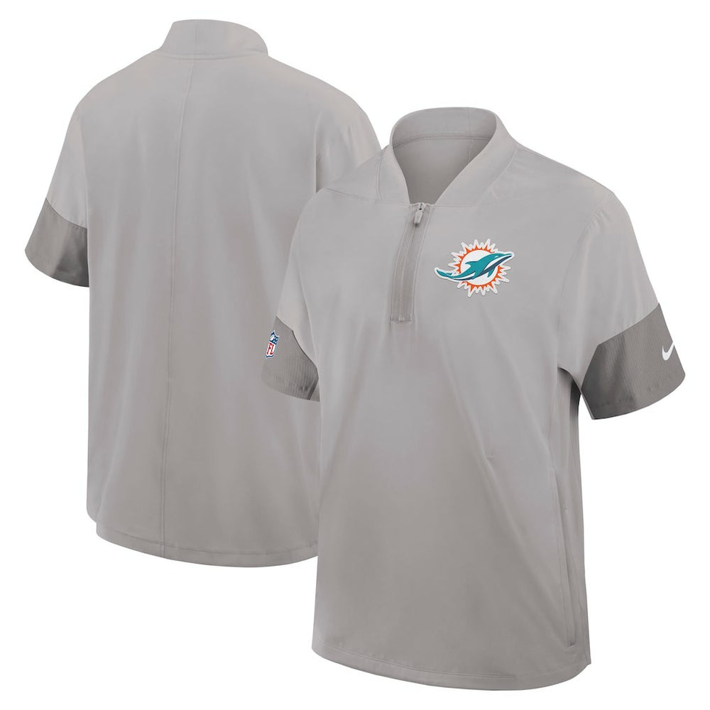 Miami Dolphins Sideline Short Sleeve Quarter-Zip Dri-FIT Coach Jacket - Gray | Nike online
