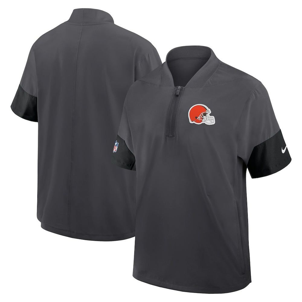 Cleveland Browns Sideline Short Sleeve Quarter-Zip Dri-FIT Coach Jacket - Anthracite | Nike sale