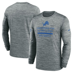 Detroit Lions Sideline Velocity Performance Long Sleeve T-Shirt - Gray | Nike for sale