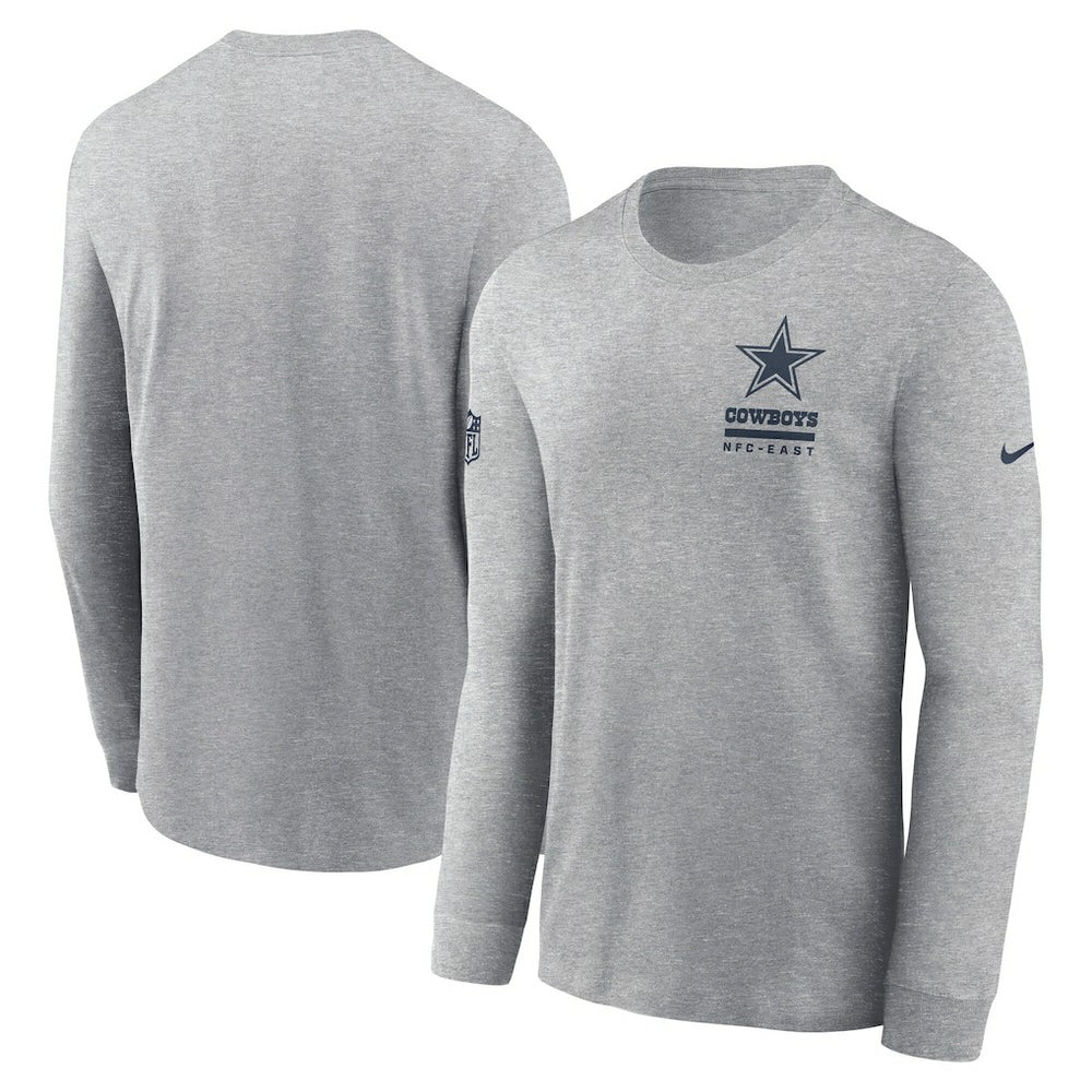 Dallas Cowboys Sideline Dri-FIT Long Sleeve T-Shirt - Heather Gray | Nike sale