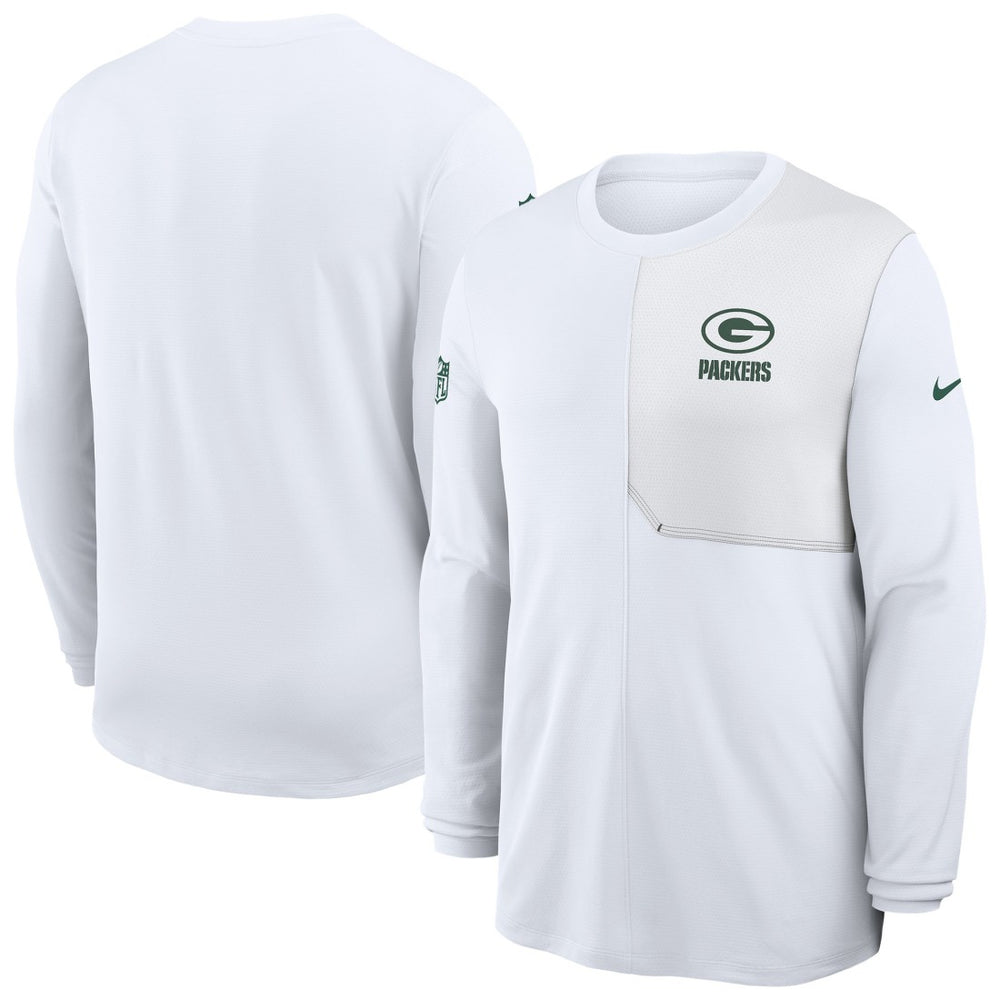 Green Bay Packers Sideline Coach UV Dri-FIT Long Sleeve Shirt - White | Nike for sale