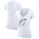 Philadelphia Eagles G-III 4Her by Carl Banks Women's Super-Slim Fit Lightweight Subtle Football V-Neck T-Shirt - White for sale