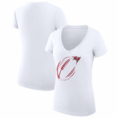 Tampa Bay Buccaneers G-III 4Her by Carl Banks Women's Super-Slim Fit Lightweight Subtle Football V-Neck T-Shirt - White on sale