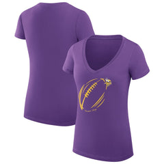Minnesota Vikings G-III 4Her by Carl Banks Women's Super-Slim Fit Lightweight Subtle Football V-Neck T-Shirt - Purple for sale