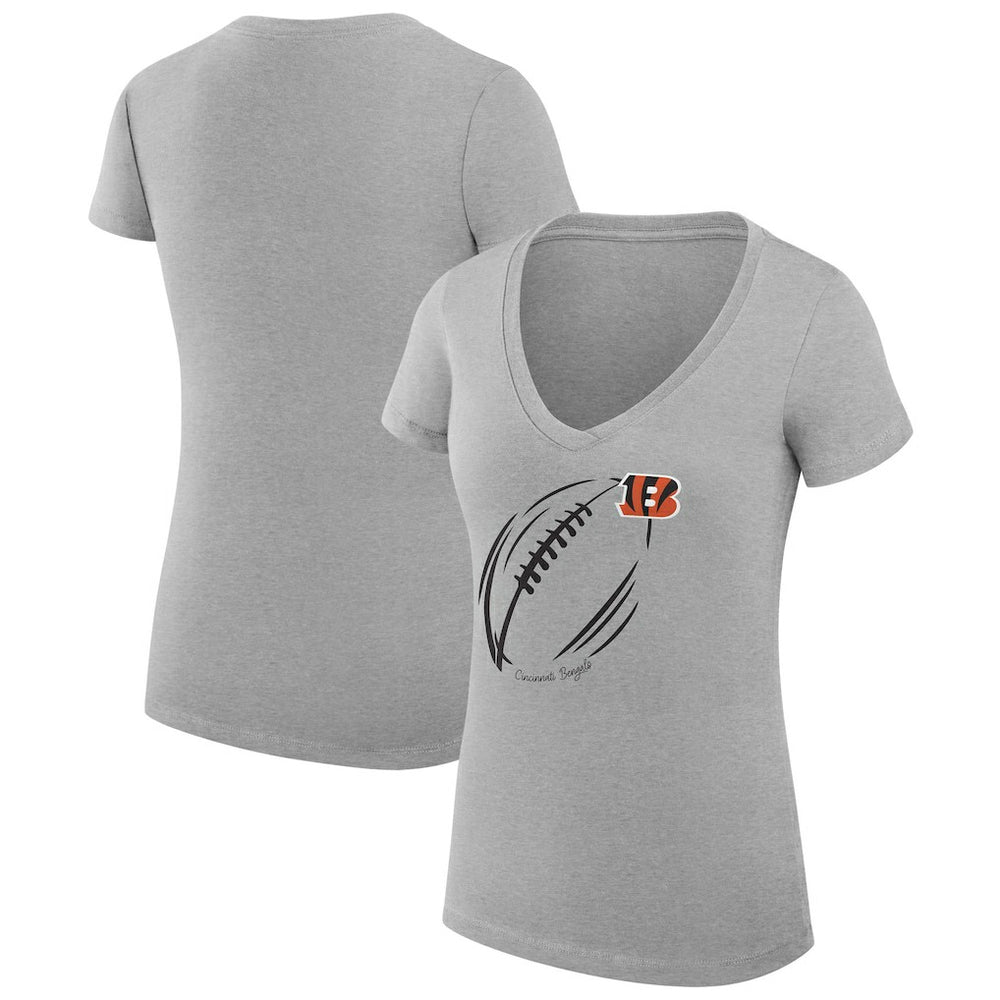 Cincinnati Bengals G-III 4Her by Carl Banks Women's Super-Slim Fit Lightweight Subtle Football V-Neck T-Shirt - Heather Gray online