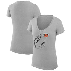 Cincinnati Bengals G-III 4Her by Carl Banks Women's Super-Slim Fit Lightweight Subtle Football V-Neck T-Shirt - Heather Gray online