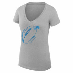 Detroit Lions G-III 4Her by Carl Banks Women's Super-Slim Fit Lightweight Subtle Football V-Neck T-Shirt - Heather Gray discount