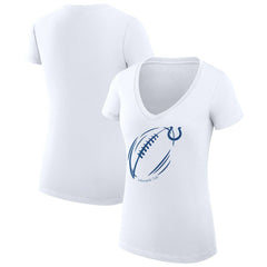 Indianapolis Colts G-III 4Her by Carl Banks Women's Super-Slim Fit Lightweight Subtle Football V-Neck T-Shirt - White on sale