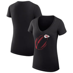 Kansas City Chiefs G-III 4Her by Carl Banks Women's Super-Slim Fit Lightweight Subtle Football V-Neck T-Shirt - Black online