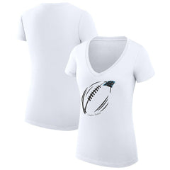 Carolina Panthers G-III 4Her by Carl Banks Women's Super-Slim Fit Lightweight Subtle Football V-Neck T-Shirt - White sale