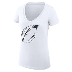 Carolina Panthers G-III 4Her by Carl Banks Women's Super-Slim Fit Lightweight Subtle Football V-Neck T-Shirt - White sale