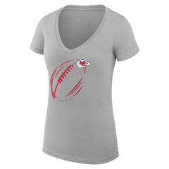 Kansas City Chiefs G-III 4Her by Carl Banks Women's Super-Slim Fit Lightweight Subtle Football V-Neck T-Shirt - Heather Gray online
