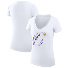 Minnesota Vikings G-III 4Her by Carl Banks Women's Super-Slim Fit Lightweight Subtle Football V-Neck T-Shirt - White for sale
