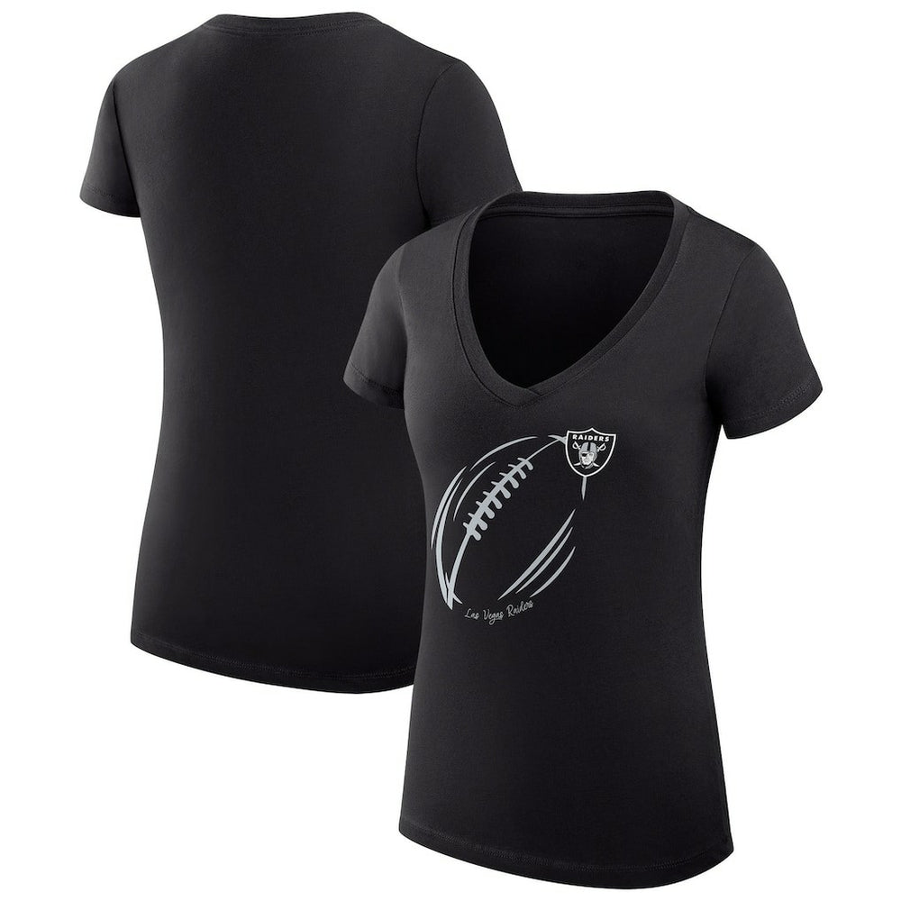 Las Vegas Raiders G-III 4Her by Carl Banks Women's Super-Slim Fit Lightweight Subtle Football V-Neck T-Shirt - Black online