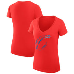 Buffalo Bills G-III 4Her by Carl Banks Women's Super-Slim Fit Lightweight Subtle Football V-Neck T-Shirt - Red sale