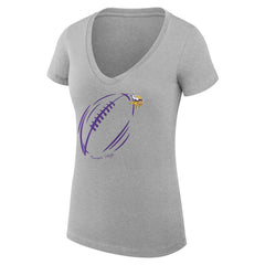 Minnesota Vikings G-III 4Her by Carl Banks Women's Super-Slim Fit Lightweight Subtle Football V-Neck T-Shirt - Heather Gray online