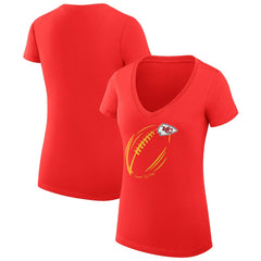 Kansas City Chiefs G-III 4Her by Carl Banks Women's Super-Slim Fit Lightweight Subtle Football V-Neck T-Shirt - Red discount