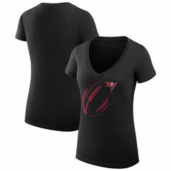 Tampa Bay Buccaneers G-III 4Her by Carl Banks Women's Super-Slim Fit Lightweight Subtle Football V-Neck T-Shirt - Black outlet