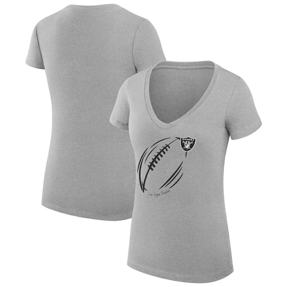 Las Vegas Raiders G-III 4Her by Carl Banks Women's Super-Slim Fit Lightweight Subtle Football V-Neck T-Shirt - Heather Gray on sale