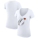 Cincinnati Bengals G-III 4Her by Carl Banks Women's Super-Slim Fit Lightweight Subtle Football V-Neck T-Shirt - White on sale