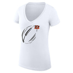 Cincinnati Bengals G-III 4Her by Carl Banks Women's Super-Slim Fit Lightweight Subtle Football V-Neck T-Shirt - White on sale