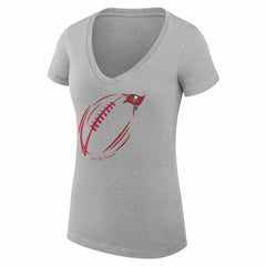 Tampa Bay Buccaneers G-III 4Her by Carl Banks Women's Super-Slim Fit Lightweight Subtle Football V-Neck T-Shirt - Heather Gray cheap