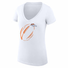 Denver Broncos G-III 4Her by Carl Banks Women's Super-Slim Fit Lightweight Subtle Football V-Neck T-Shirt - White sale
