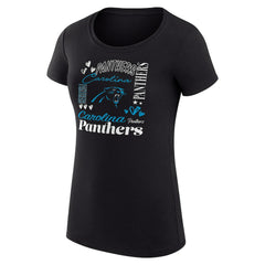 Carolina Panthers G-III 4Her by Carl Banks Women's Super-Slim Fit Lightweight Collage Team T-Shirt - Black cheap