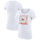 Kansas City Chiefs G-III 4Her by Carl Banks Women's Super-Slim Fit Lightweight Collage Team T-Shirt - White for sale