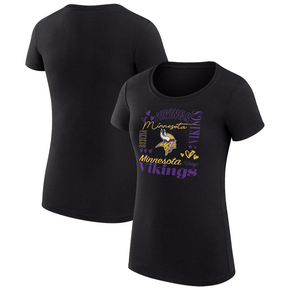 Minnesota Vikings G-III 4Her by Carl Banks Women's Super-Slim Fit Lightweight Collage Team T-Shirt - Black online