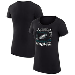 Philadelphia Eagles G-III 4Her by Carl Banks Women's Super-Slim Fit Lightweight Collage Team T-Shirt - Black cheap