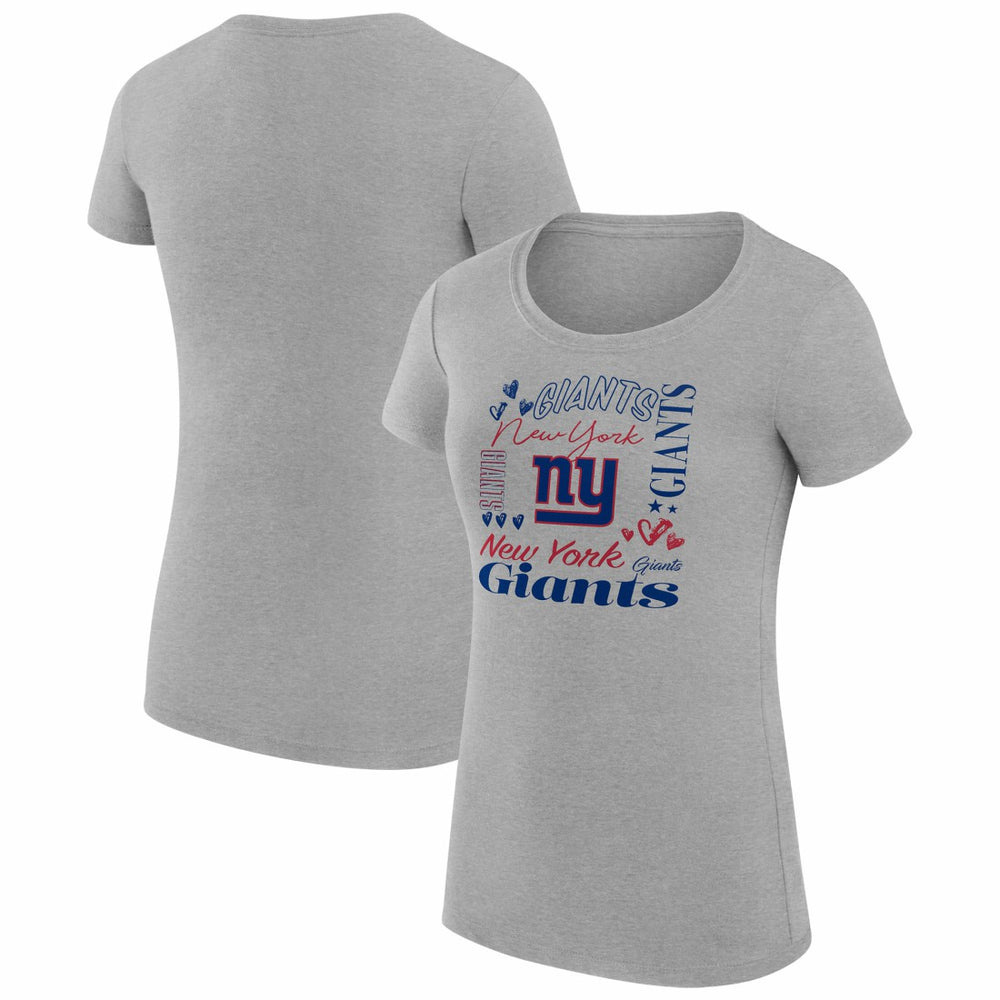 New York Giants G-III 4Her by Carl Banks Women's Super-Slim Fit Lightweight Collage Team T-Shirt - Heather Gray outlet
