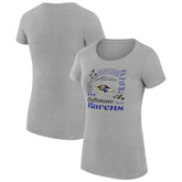 Baltimore Ravens G-III 4Her by Carl Banks Women's Super-Slim Fit Lightweight Collage Team T-Shirt - Heather Gray for sale