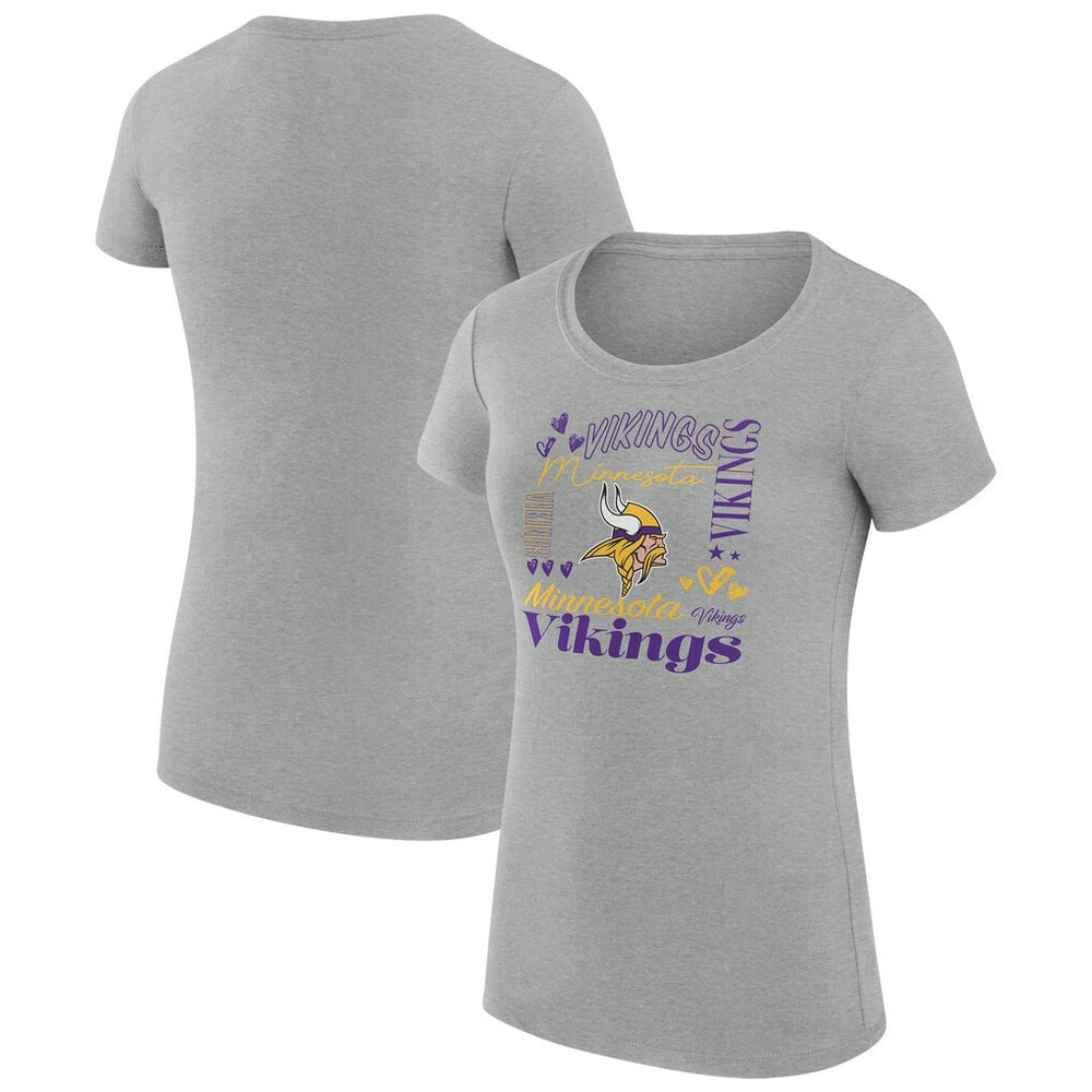 Minnesota Vikings G-III 4Her by Carl Banks Women's Super-Slim Fit Lightweight Collage Team T-Shirt - Heather Gray outlet