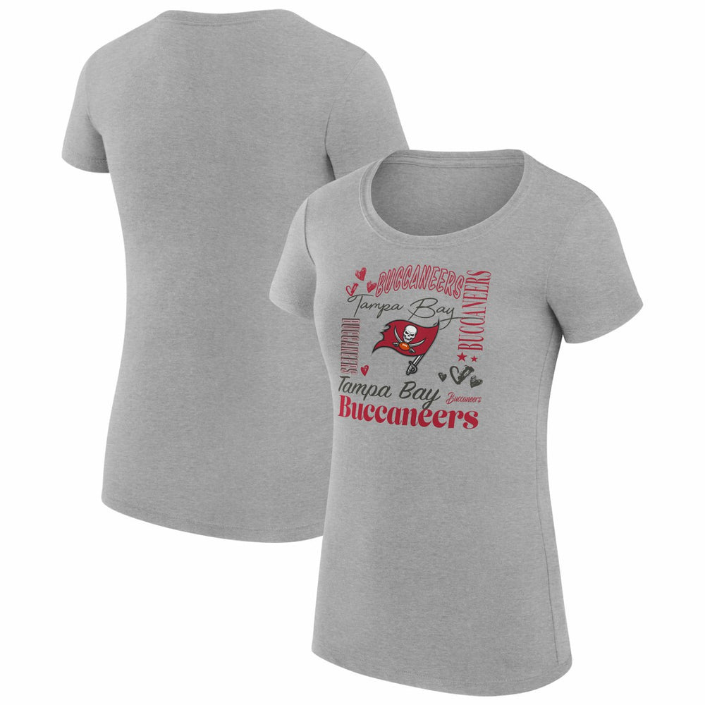 Tampa Bay Buccaneers G-III 4Her by Carl Banks Women's Super-Slim Fit Lightweight Collage Team T-Shirt - Heather Gray for sale