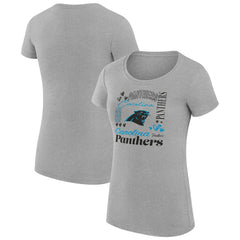 Carolina Panthers G-III 4Her by Carl Banks Women's Super-Slim Fit Lightweight Collage Team T-Shirt - Heather Gray on sale