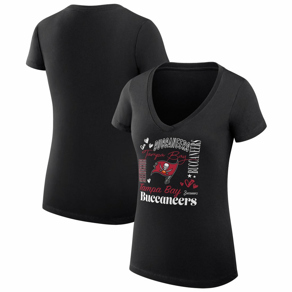 Tampa Bay Buccaneers G-III 4Her by Carl Banks Women's Super-Slim Fit Lightweight Collage Team V-Neck T-Shirt - Black cheap